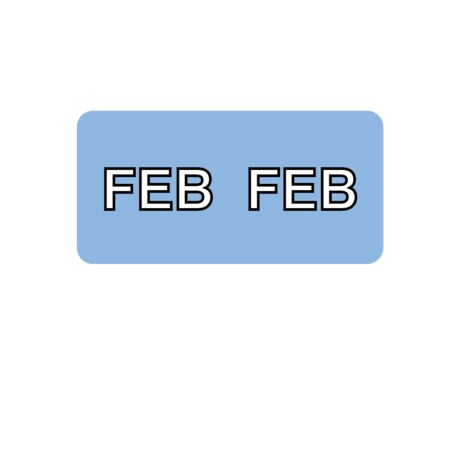 Label, Monthly Tab February 3/4 X 1-1/2 White W/Blue & Black Reverse